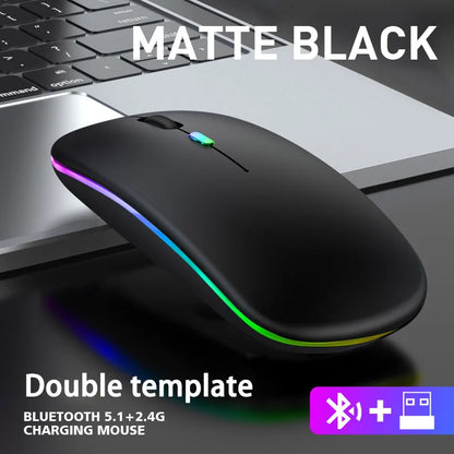 Wireless RGB Mouse – Bluetooth & 2.4GHz Dual Mode, Silent & Rechargeable