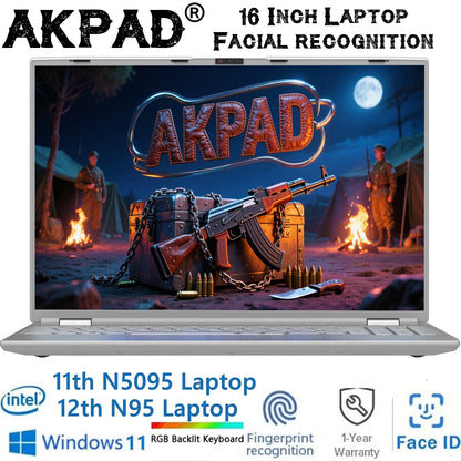 2025 AKPAD Face ID Intel Notebook 16GB 32GB RAM Max 4TB ROM Windows 11 Wifi 5