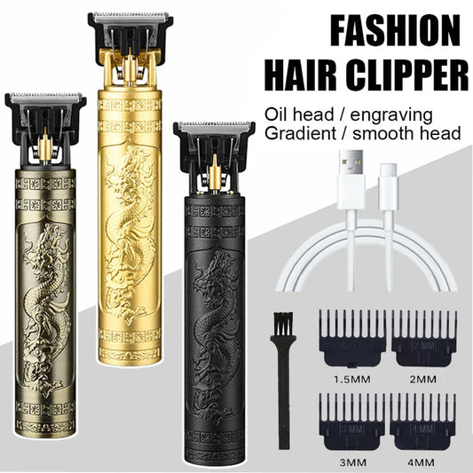 Vintage Cordless Hair Clipper – USB Fast Charging Trimmer