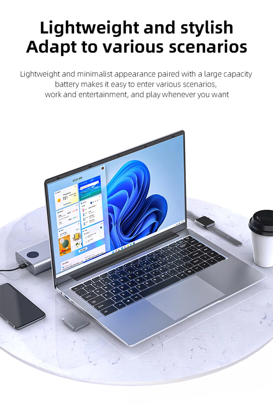 Laptop Computer Windows 11 Pro Intel Atom A3950 2025 12GB RAM 512GB 1TB 2TB SSD 1920*1080P