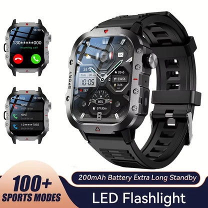 2025 Rugged Military Smart Watch HD Touch Screen Voice Bluetooth Call Smartwatch